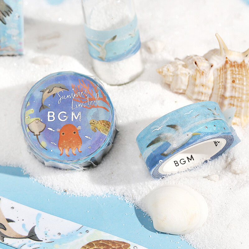 BGM Summer Limited Edition Silver Foil Washi Tape - Seagull