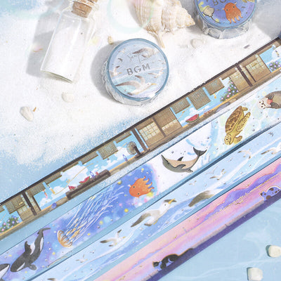 BGM Summer Limited Edition Silver Foil Washi Tape - Sea Animals