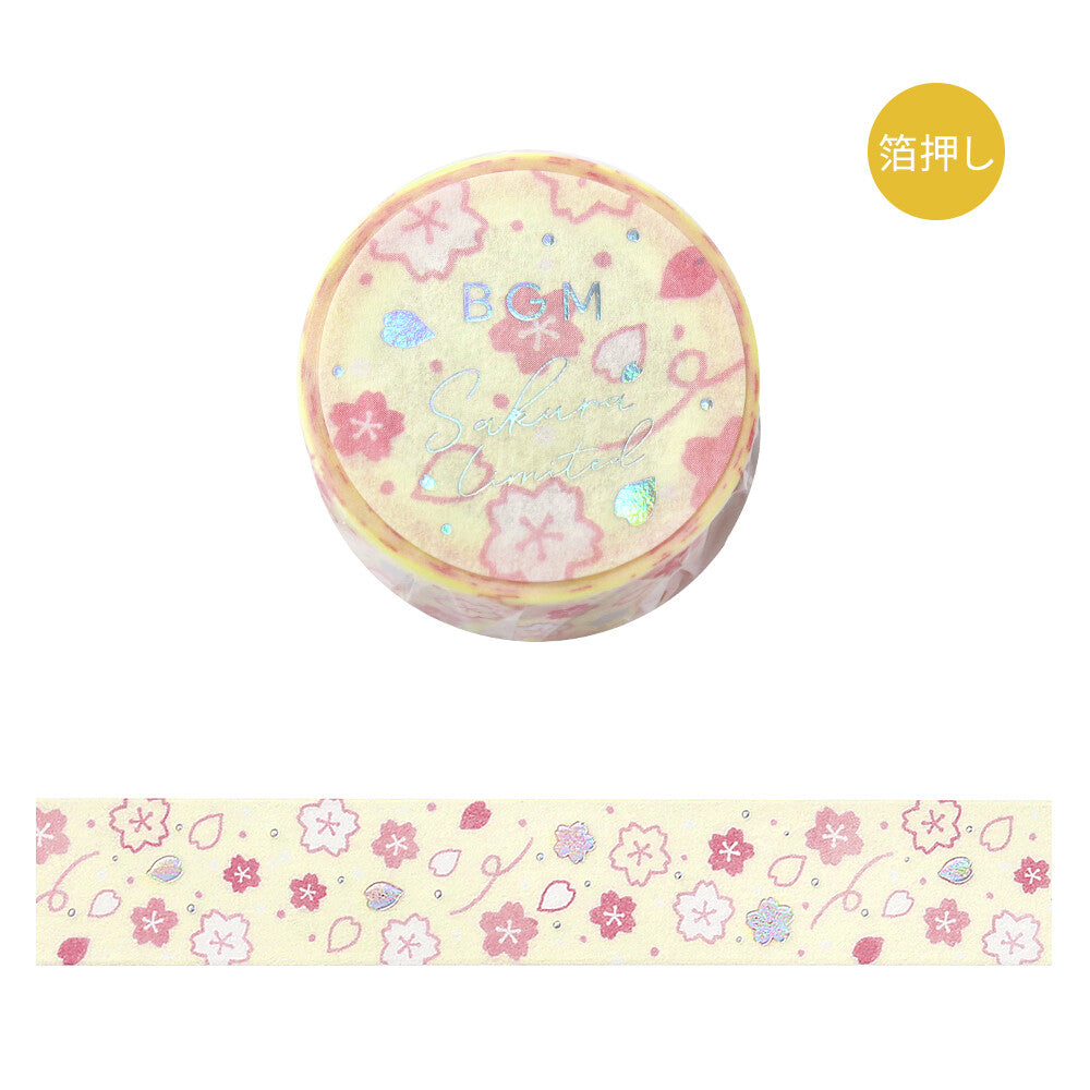 バラ売り可 】 BGM Clear Tape 桜（BGM Washi Tape - Sakura Limited  