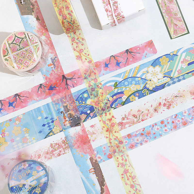 BGM Sakura Limited Edition Silver Foil Washi Tape - Spring is Coming