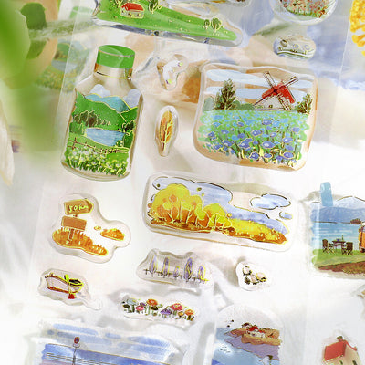 BGM Crystal Seal Gold Foil Epoxy Sticker - Travel Scenery BS-DS003