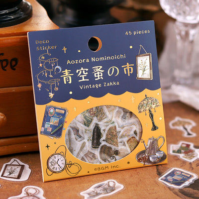 BGM Aozora Flea Market Gold Foil Sticker Flakes - Vintage Zakka