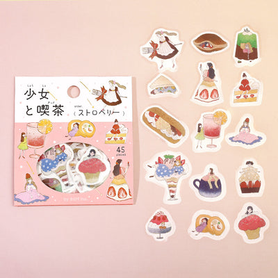 BGM Girl and Cafe Gold Foil Sticker Flakes - Strawberry BS-FG216