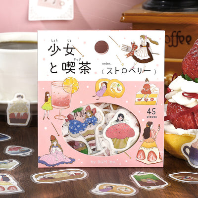 BGM Girl and Cafe Gold Foil Sticker Flakes - Strawberry BS-FG216