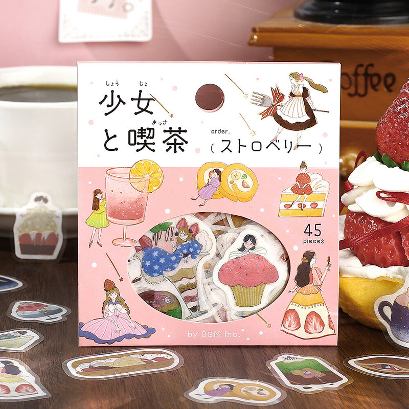 BGM Girl and Cafe Gold Foil Sticker Flakes - Strawberry BS-FG216