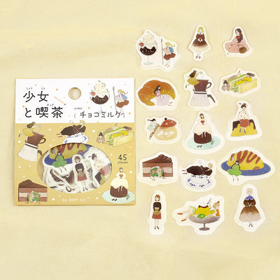 BGM Girl and Cafe Gold Foil Sticker Flakes - Chocolate Milk BS-FG217