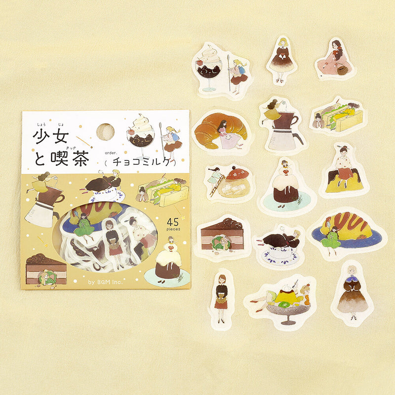 BGM Girl and Cafe Gold Foil Sticker Flakes - Chocolate Milk BS-FG217