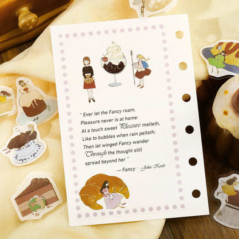 BGM Girl and Cafe Gold Foil Sticker Flakes - Chocolate Milk BS-FG217