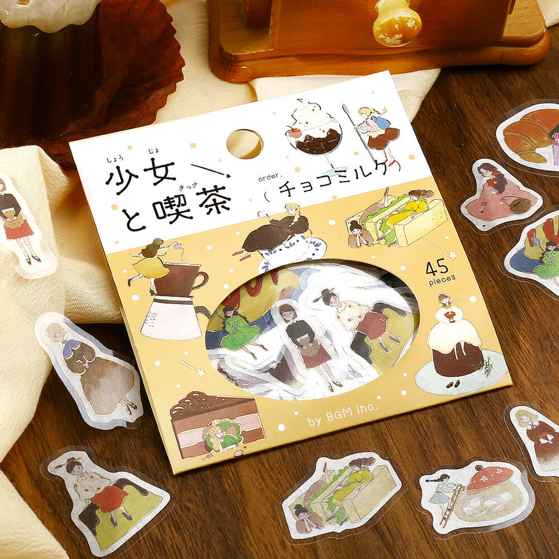 BGM Girl and Cafe Gold Foil Sticker Flakes - Chocolate Milk BS-FG217
