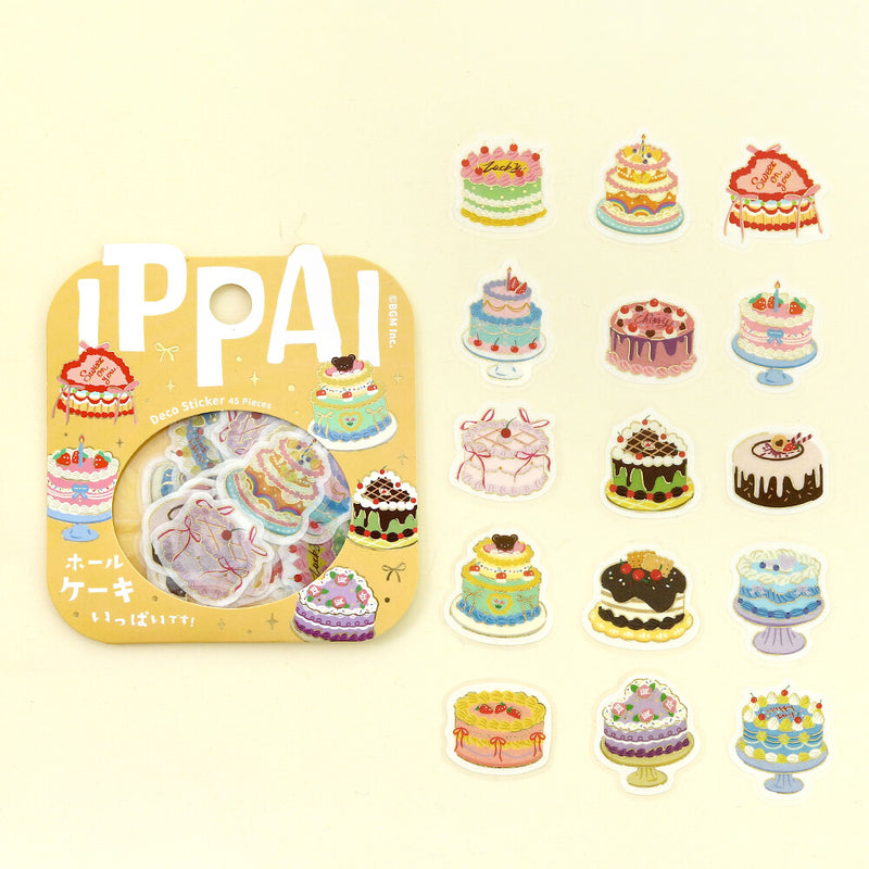 Set of small cake-shaped stickers with &