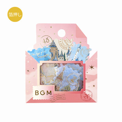 BGM Post Office Gold Foil Sticker Flakes - Around the World BS-FGS021