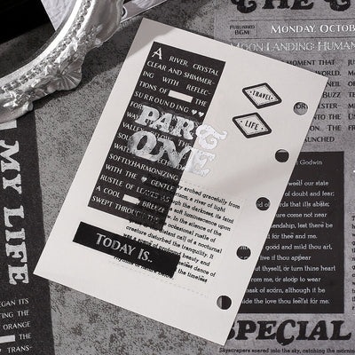 BGM Collage Seal Silver Foil Sticker - Newspaper