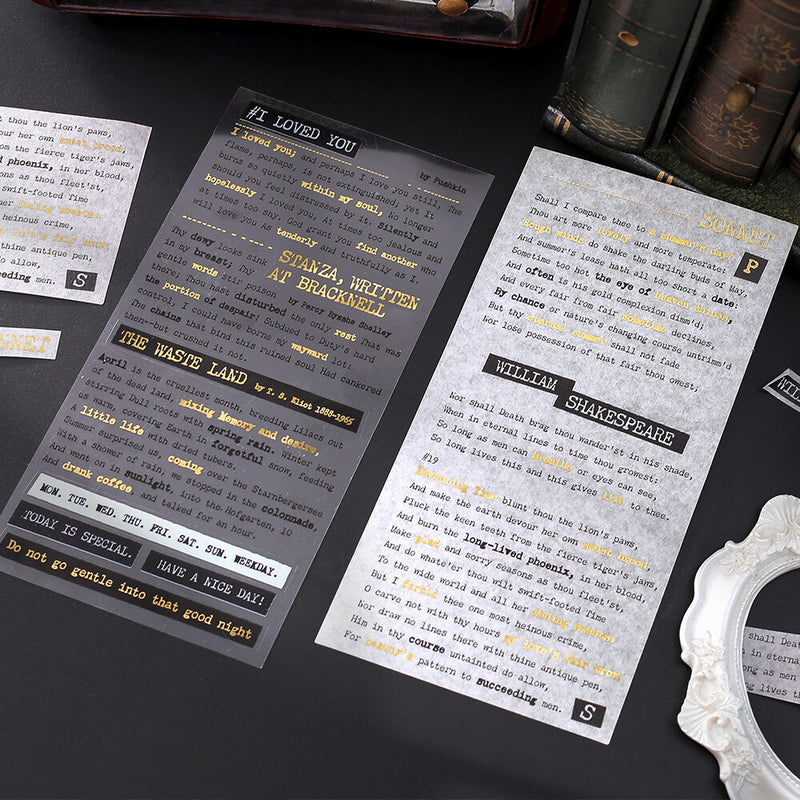 BGM Collage Seal Gold Foil Sticker - Typewriter