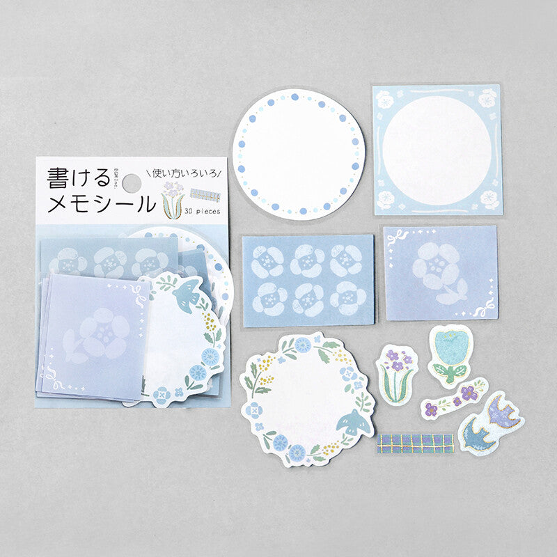 BGM Flower Day Writable Memo Sticker Flakes - Blue BS-MX004