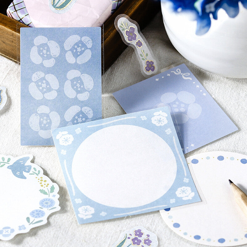 BGM Flower Day Writable Memo Sticker Flakes - Blue BS-MX004