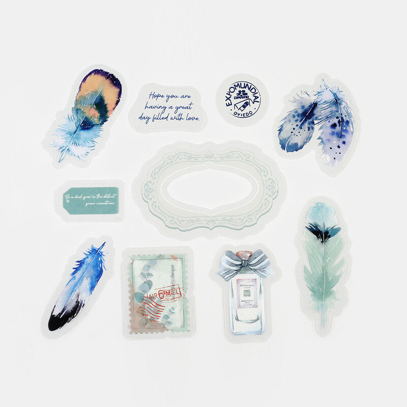 BGM The Museum Clear Sticker Flakes - Blue Feather BS-PF017