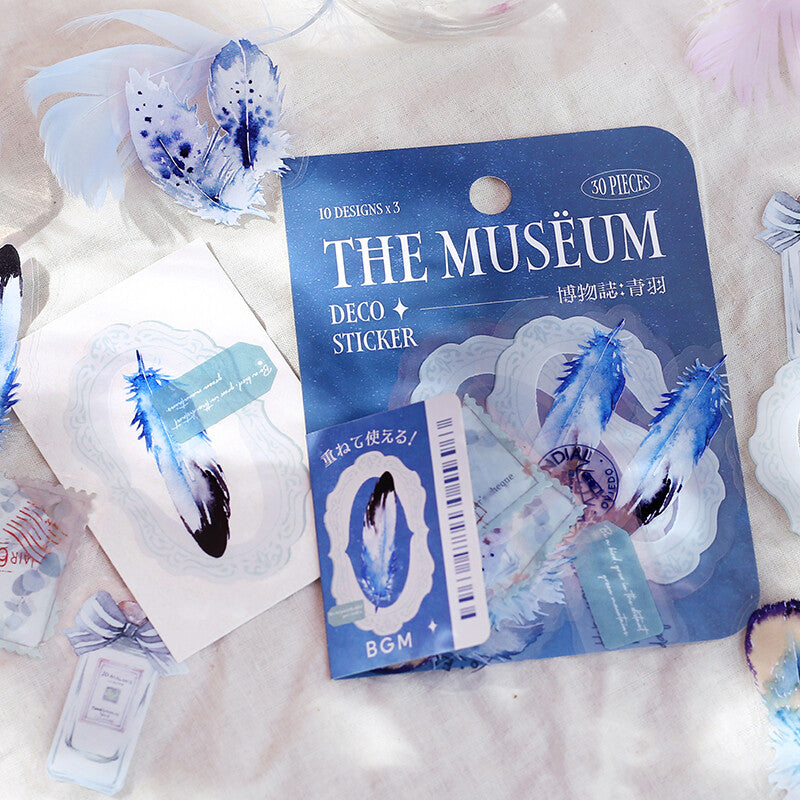 BGM The Museum Clear Sticker Flakes - Blue Feather BS-PF017