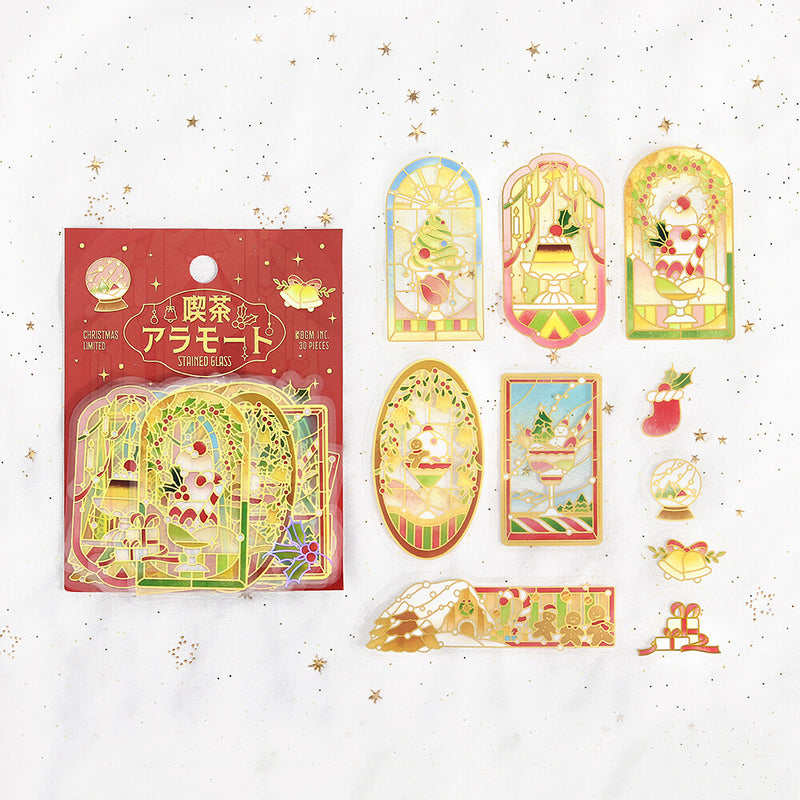 BGM Christmas Limited Cafe a la Mode Gold Foil Clear Sticker Flakes - Glow BS-PFLC002