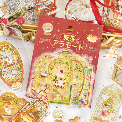 BGM Christmas Limited Cafe a la Mode Gold Foil Clear Sticker Flakes - Glow Stained Glass