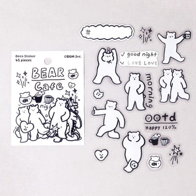 BGM YURUKU IKO-YO! Sticker Flakes - Bear Cafe BS-PMX002