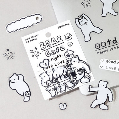 BGM YURUKU IKO-YO! Sticker Flakes - Bear Cafe