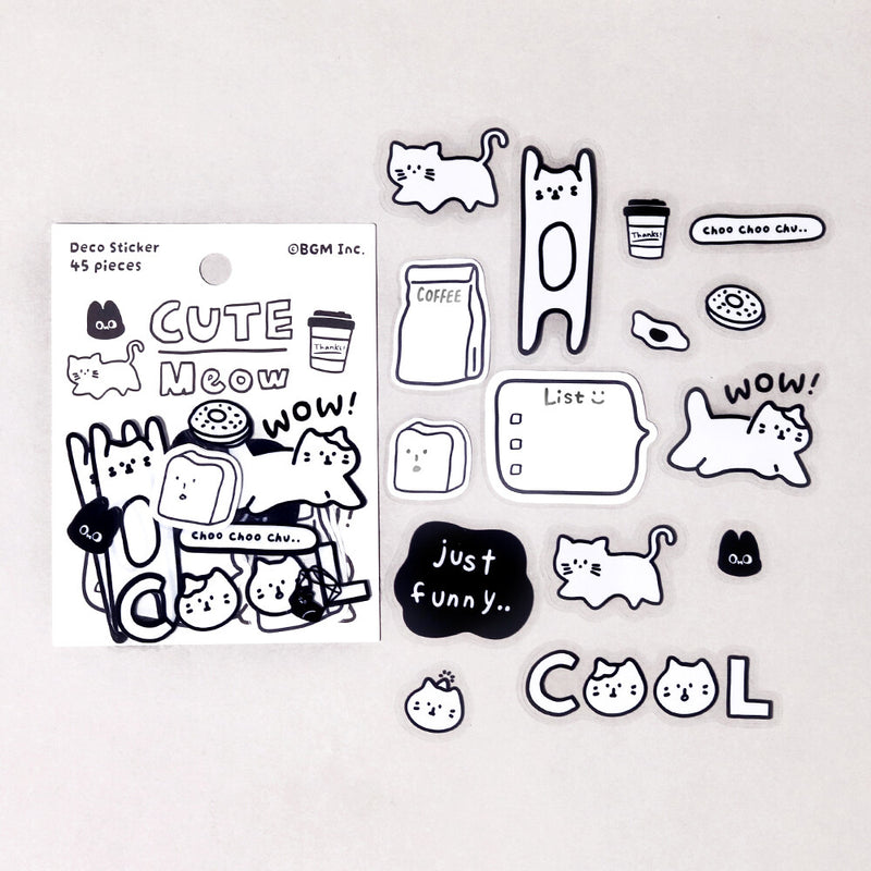 BGM YURUKU IKO-YO! Sticker Flakes - Cute Meow BS-PMX003