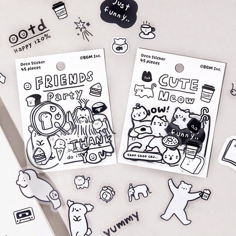 BGM YURUKU IKO-YO! Sticker Flakes - Cute Meow