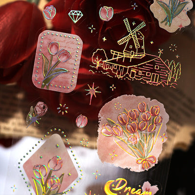 BGM IRIDE Holographic Foil Clear Sticker - Language of Flowers