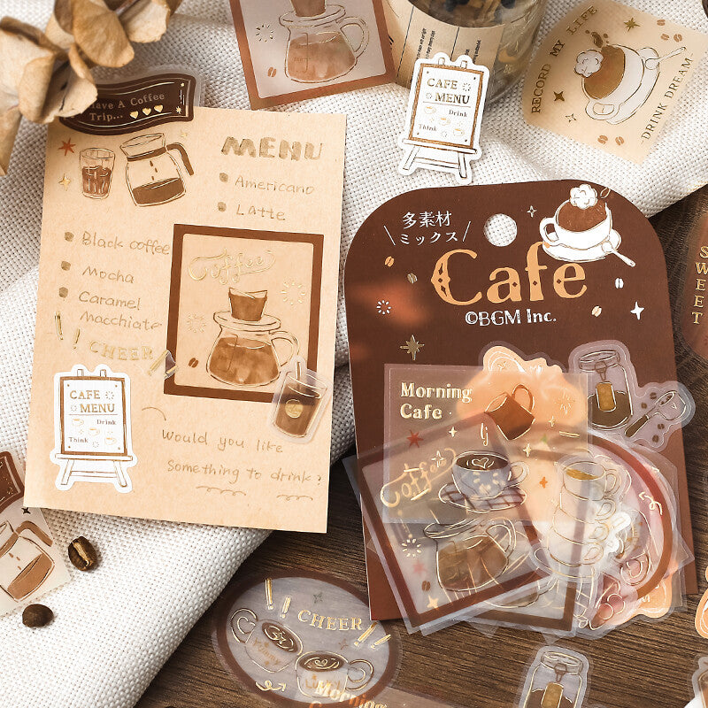 BGM Holiday Shopping Gold Foil Sticker Flakes - Cafe BS-TFG002