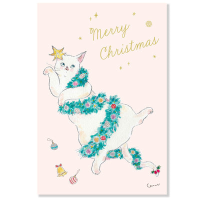 Active Corporation x Tocoro Comugi Christmas Postcard - White Cat CMP-408