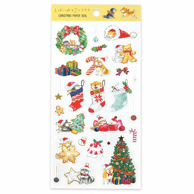Active Corporation Gold Foil Christmas Sticker - Shiba Dog CMS-624