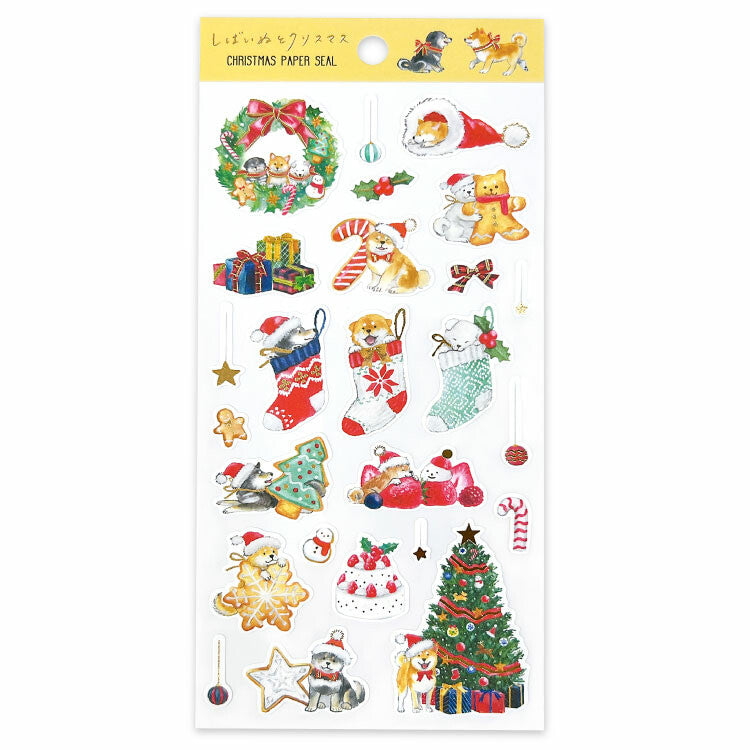 Active Corporation Gold Foil Christmas Sticker - Shiba Dog CMS-624