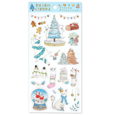 Active Corporation x Tocoro Comugi Gold Foil Christmas Sticker - Blue CMS-659