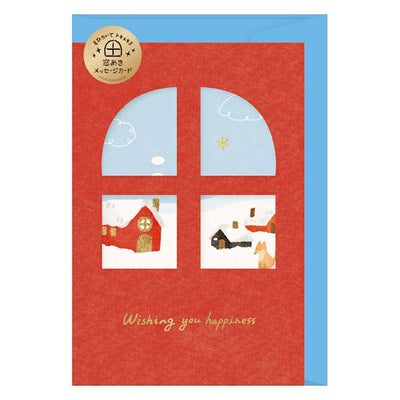 Furukawashiko Window Greeting Card - Snowy Landscape and House CS157
