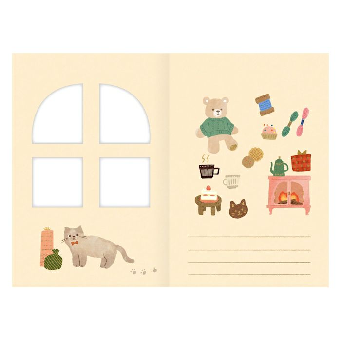 Furukawashiko Window Greeting Card - Teddy Bear CS160