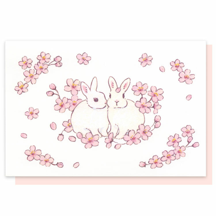 Active Corporation x Shinako Moriyama 3D Pop-UP All Occasion Greeting Card - Rabbit and Sakura GJ-253h