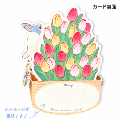 Active Corporation x Shinako Moriyama 3D Pop-UP All Occasion Greeting Card - Rabbit Flower Basket GJ-254h