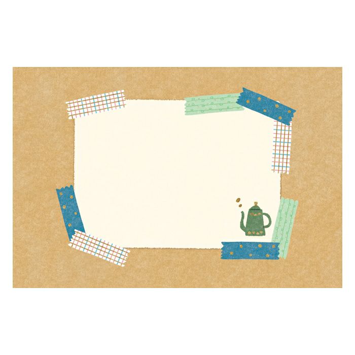 Envelope with a teapot design on a brown background