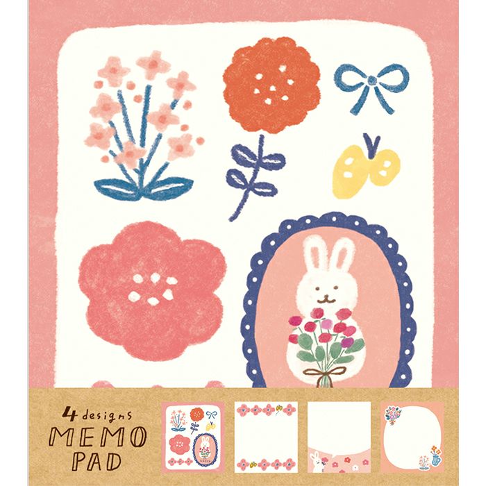 Furukawashiko Winter Limited Edition Memo Pad - Rabbit and Flower LM229