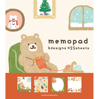 Furukawashiko Winter Limited Edition Memo Pad - Knitting Bear LM292