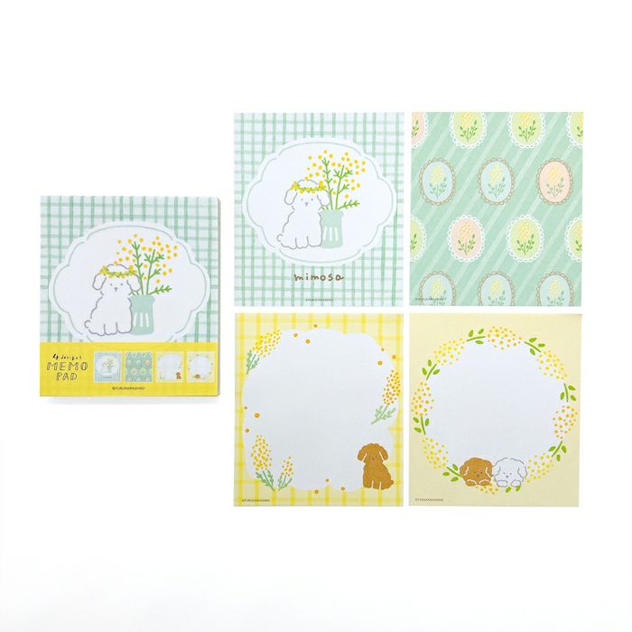 Furukawashiko Spring Limited Edition Memo Pad - Dog and Mimosa LM301