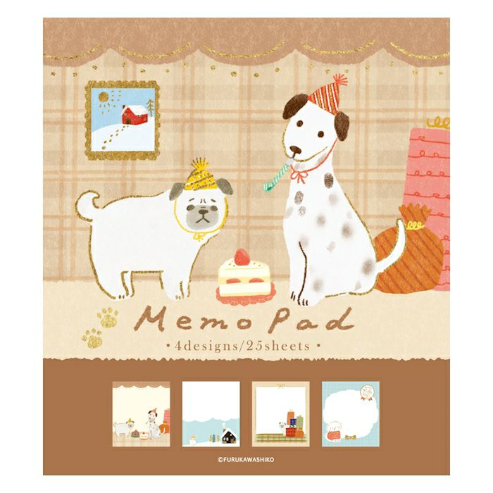 Furukawashiko Winter Limited Edition Memo Pad - Snowy Scenery and Dog LM361