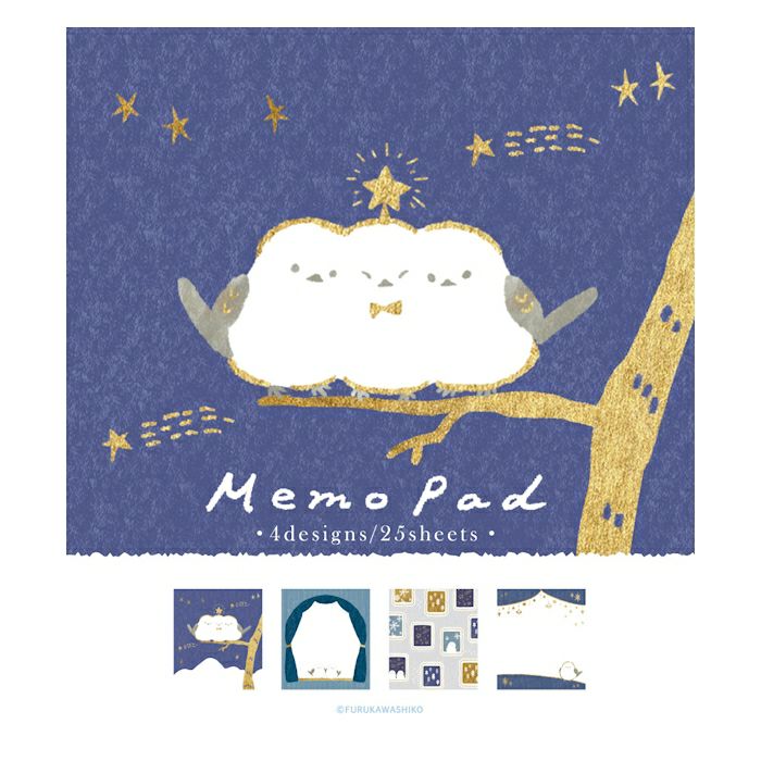 Furukawashiko Winter Limited Edition Memo Pad - Star and Bird LM362
