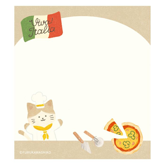 Furukawashiko Viva Italia Memo Pad - Pizza Cat LM364