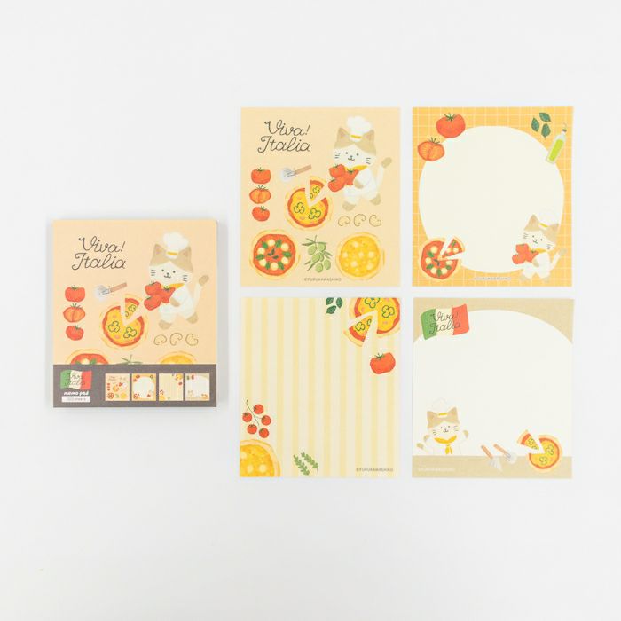 Furukawashiko Viva Italia Memo Pad - Pizza Cat LM364