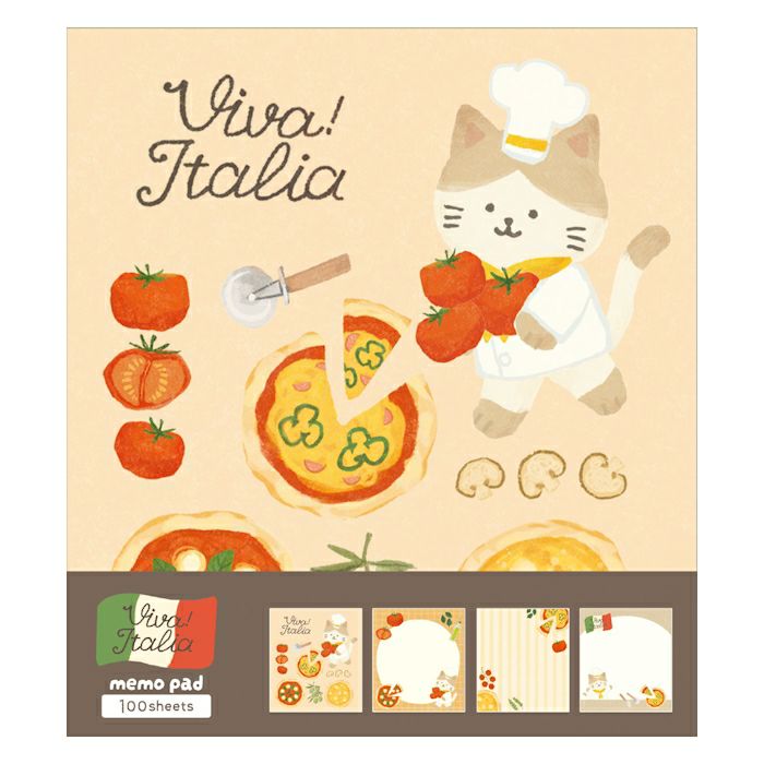 Furukawashiko Viva Italia Memo Pad - Pizza Cat LM364