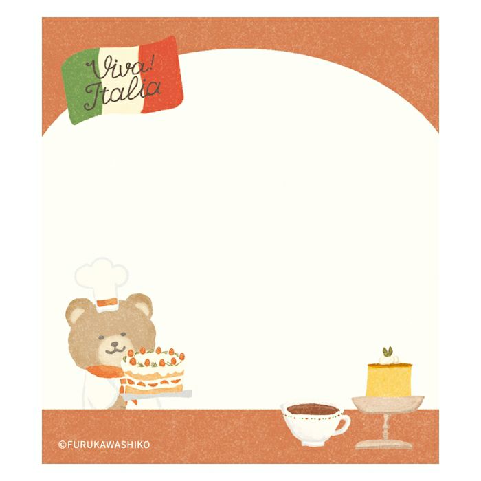 Furukawashiko Viva Italia Memo Pad - Dessert Bear LM365