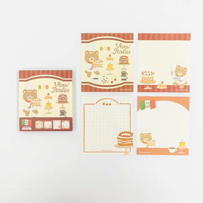 Furukawashiko Viva Italia Memo Pad - Dessert Bear LM365