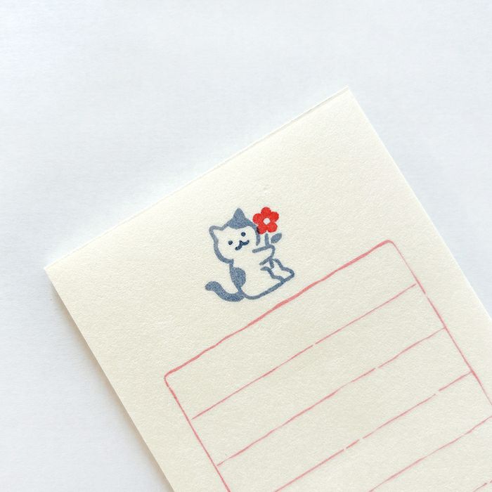 Furukawashiko Mini Letter Set - Cat and Flower LS567