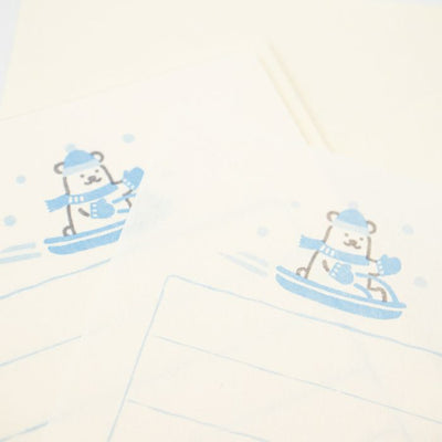 Furukawashiko Winter Limited Edition Mini Letter Set - Polar Bear on a Sled LS574